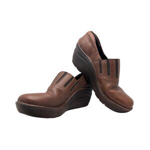 Bionica Brown Leather Platform Wedge Bootie Size Womens 7